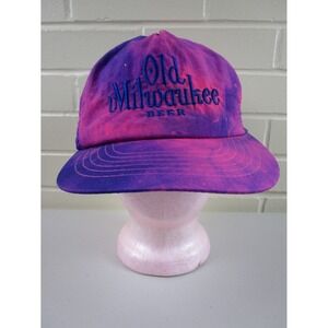 Vintage Old Milwaukee Beer Vintage Snapback Hat‎ 1980's 1990's Purple/Blue Promo